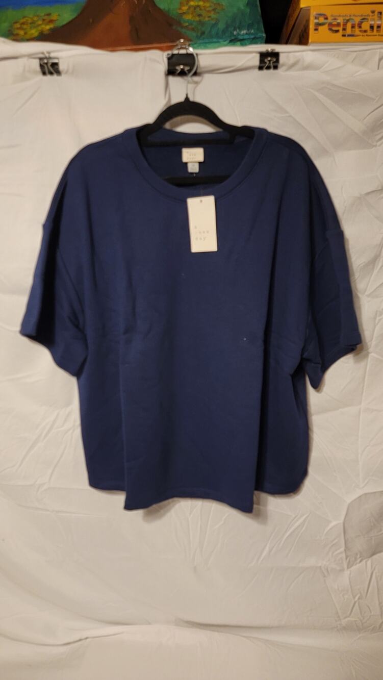 A New Day French Terry Tee Short Sleeve Navy Sz 2X